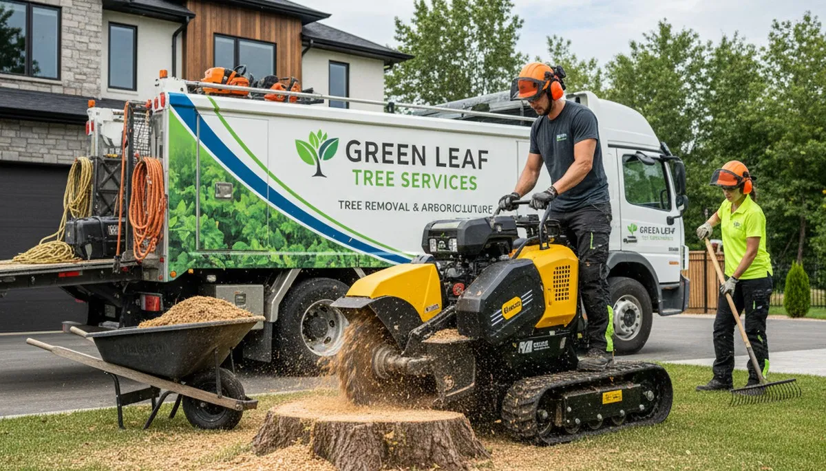 Professional stump grinding and tree stump removal service in Arlington, TX backyard