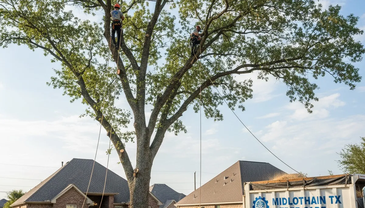 Professional tree removal service in Arlington TX safely cutting and clearing residential trees