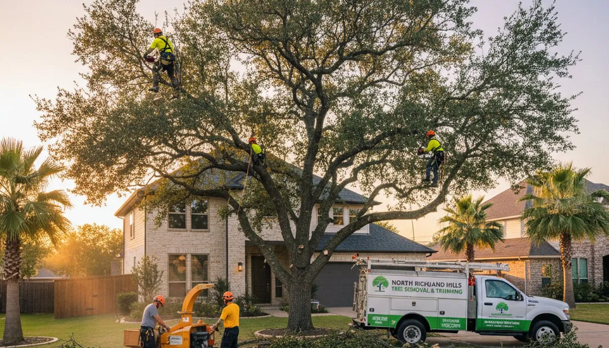 Professional tree removal service in Arlington, TX safely clearing residential property trees